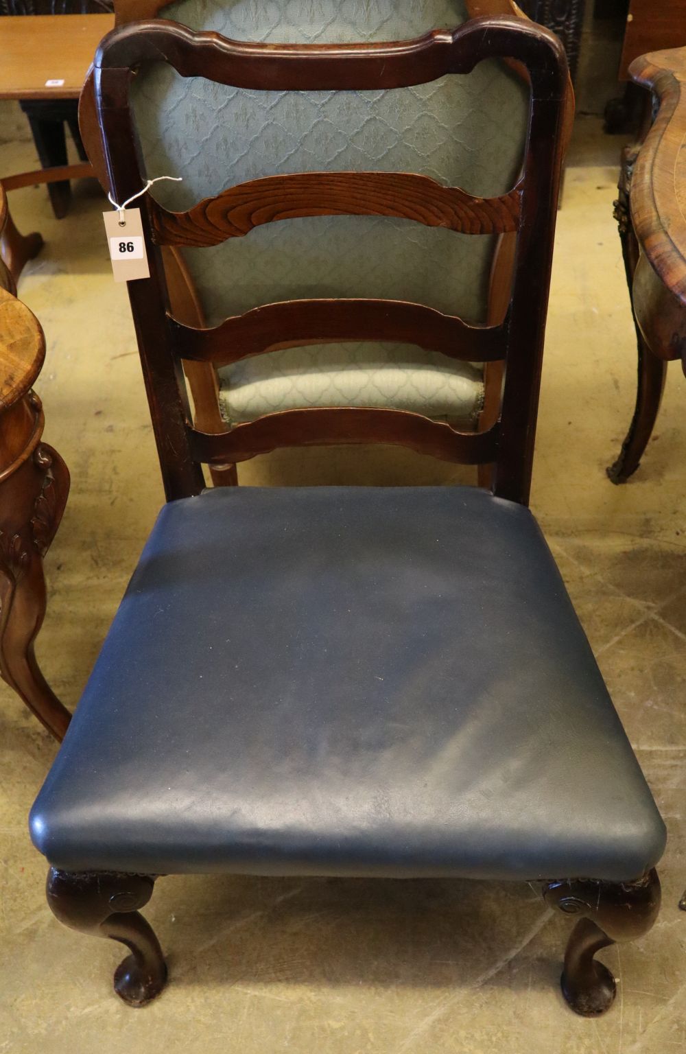 A George II style walnut ladderback dining chair